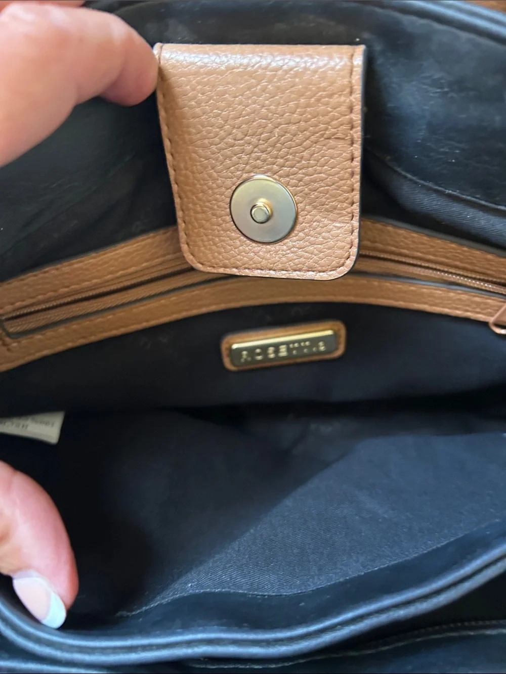 Rosetti Black Satchel and crossbody strap Tan Accents Roomy interior  EUC
